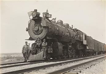 (RAILROAD CONSTRUCTION--UNION PACIFIC) An album with approximately 92 photographs documenting railway construction, trains, and the wor